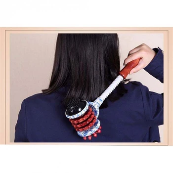 

Blue And White Porcelain Wheel Massage Hammer Knock Back Beat Fitness Hammer Wood Health Meridian Shot Massage Stick