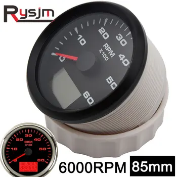 

Digital 85mm Boat Tachometer Moto LCD Hourmeter 6000 rpm Gauge Tachometer for Motorcycle Marine Car Tacho Meter 9-32V rpm sensor