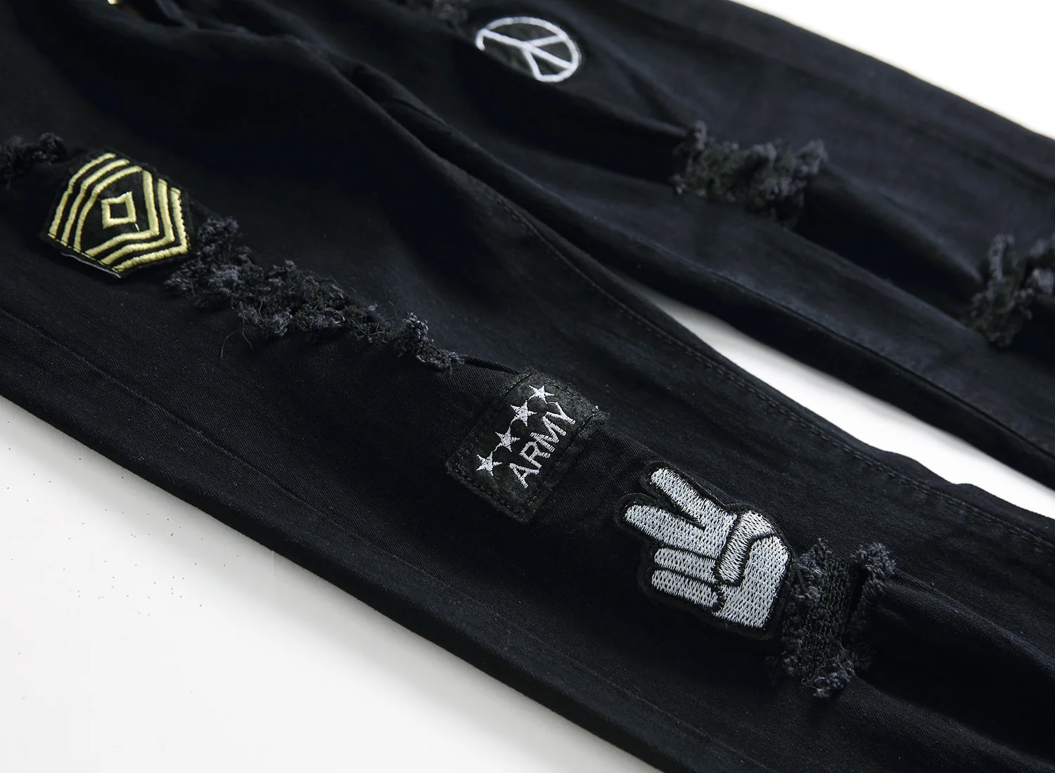 Мужские джинсы Roupas, мужские рваные облегающие джинсы в байкерском стиле с дырками, Мужские штаны XXXL