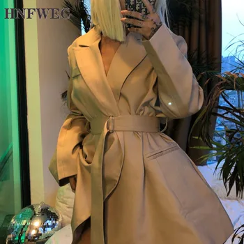 

Khaki Notched Collar Habena Full Sleeve Women Temperament Causal Slim Suit Jacket 2019 Autumn Winter New Female Coat L187