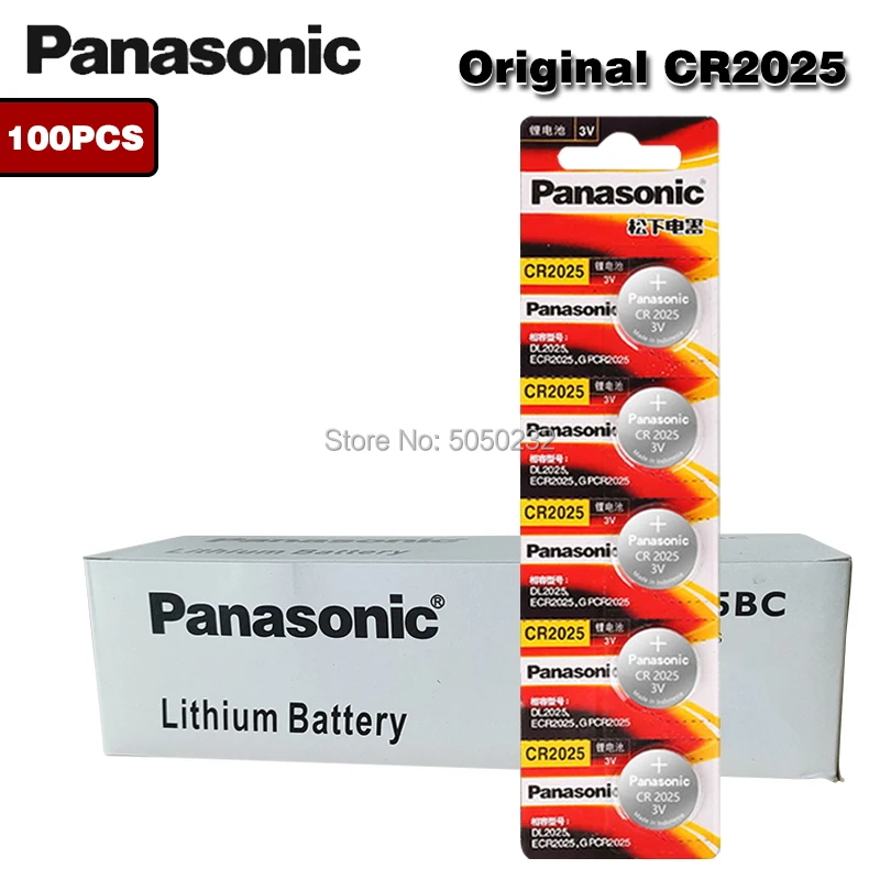 100pcs Panasonic Original cr2025 Button Cell Batteries cr 2025 3V Lithium Coin Battery For Watch Calculator Weight Scale car toy |