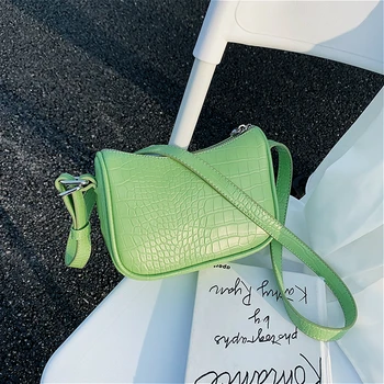 

New Fashion PU Leather Ladies Square Shoulder Bags Crocodile Pattern Women Crossbody Bag Female All Match Solid Color Saddle Bag