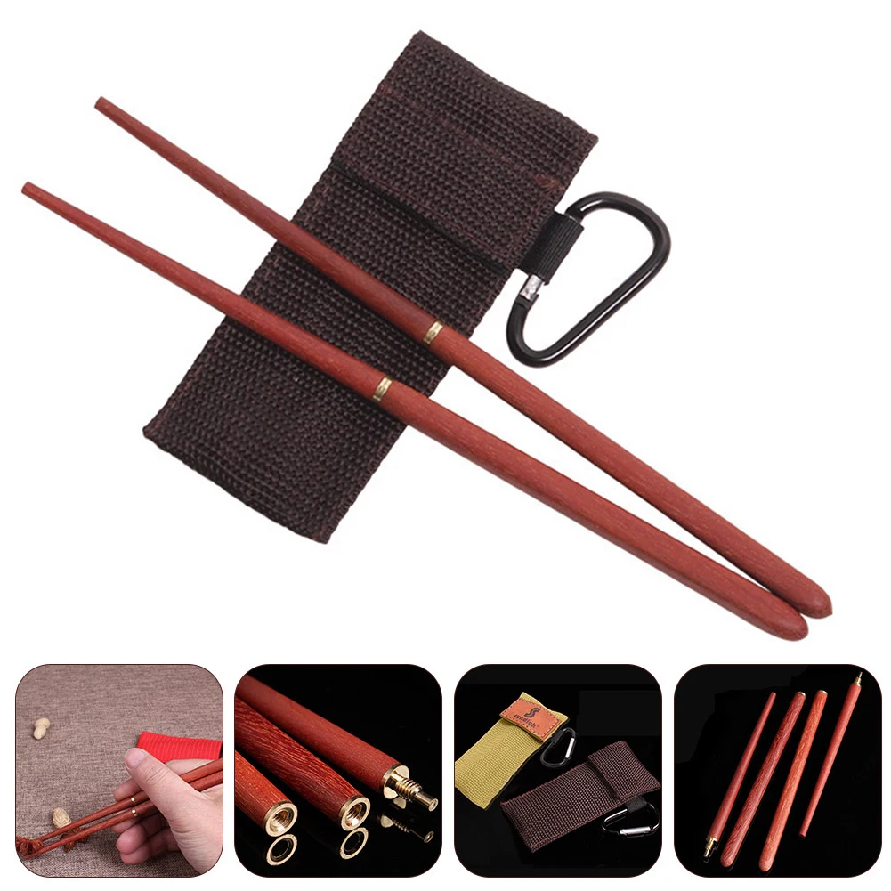 Chopsticks 1 Pair Mahogany Folding Outdoor Camp Picnic Travel Non-slip Tableware Stainless Steel camping cutlery portable tableware portable cutlery titanium tableware