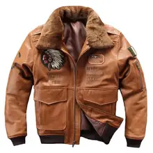 Мужская куртка из натуральной овчины, кожаная куртка с вышивкой, кожаная куртка для пилота, зимняя мотоциклетная кожаная куртка для мужчин