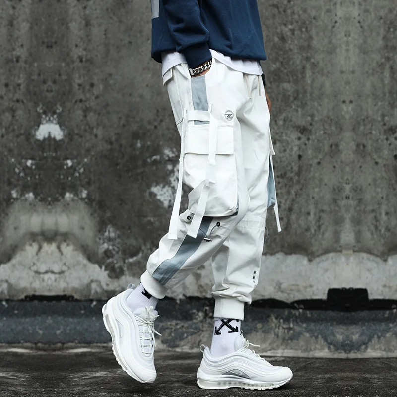 New Men's Cargo Pants Hip-Hop Loose Stitching Male Streetwear Trousers  Harajuku Multi-pocket Contrast Joggers Full Length Pants