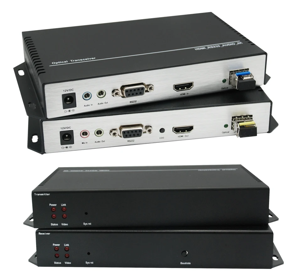 ZY-OH501 4k* 2k волоконно-оптический удлинитель 10 км с RS232/Аудио/микрофон/EDID по одномодовому 1-core LC волокно для безопасности