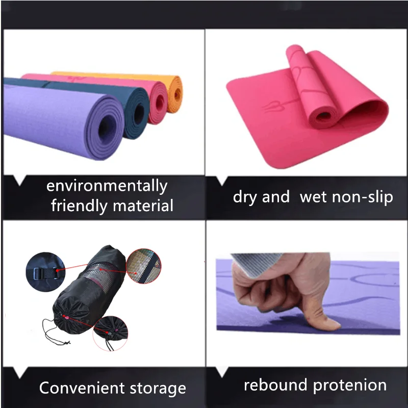 1830*800*6mm TPE Yoga Mat with Position Line Non Slip Carpet Mat, For Beginner Environmental Fitness Gymnastics Mats