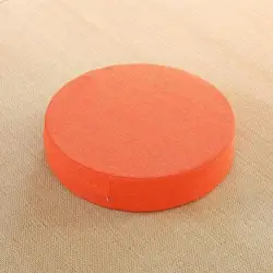 Round Linen Yoga Meditation Cushion with Removable and Washable Cover, Japanese Tatami Style - 40 X 6 CM (Orange)