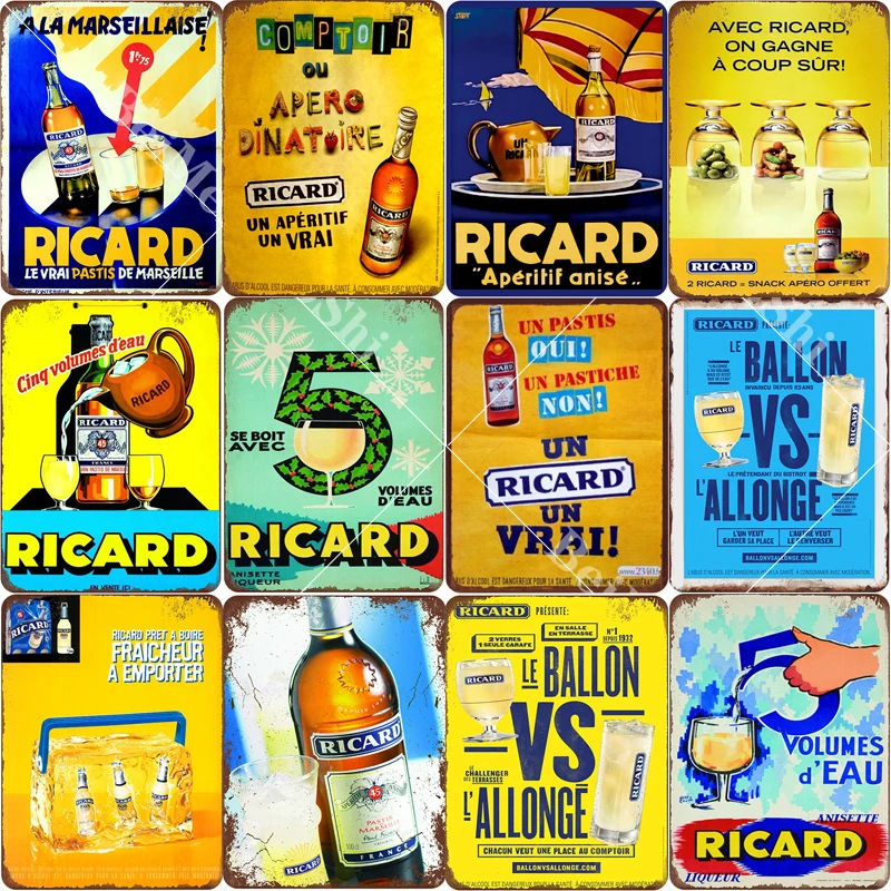 Металлический Настенный декор Ricard винтажные металлические оловянные знаки