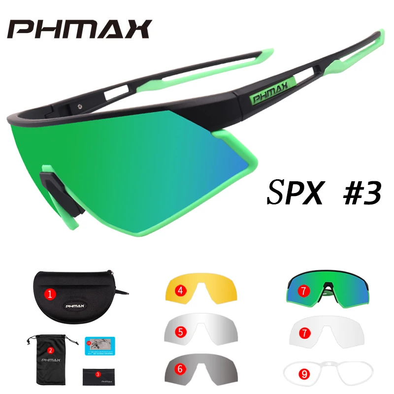 PHMAX для женщин и мужчин сверхлегкие поляризованные велосипедные солнцезащитные очки 5 линз спортивные очки для велосипеда велосипедные солнцезащитные очки - Цвет: Colors 3