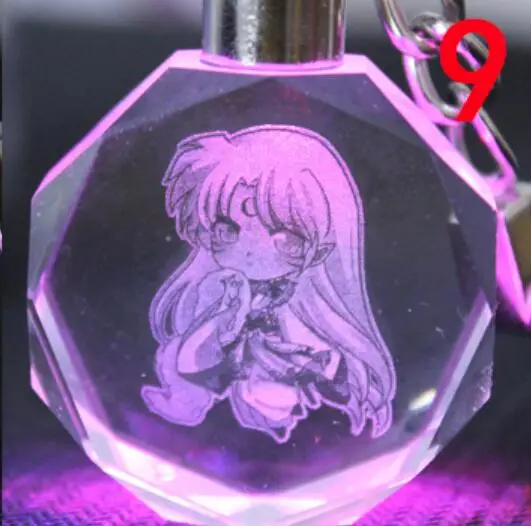 Inuyasha модный брелок со стразами мультфильм аниме Хрустальный блестящий шар Косплей светодиодные брелки автомобильные брелки брелок - Цвет: 3