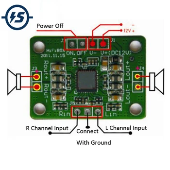 

Digital Power Amplifier Board Module 12V Dual Channel Track Mini HIFI Fever 2 *10W Class D 2 x10W 30mA 4-8 ohm