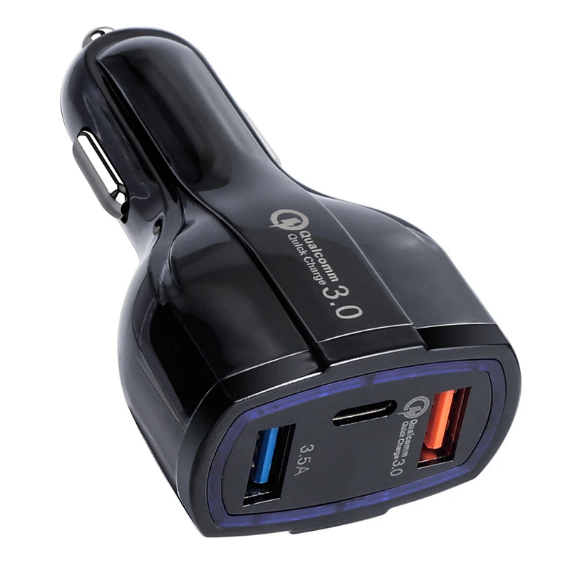 QC3.0 Быстрая Зарядка адаптер 2 USB порта+ тип-c Быстрая автомобильная сигарета 5 В/3,0 А USB быстрая зарядка 3,0 Автомобильное зарядное устройство QC Быстрая зарядка