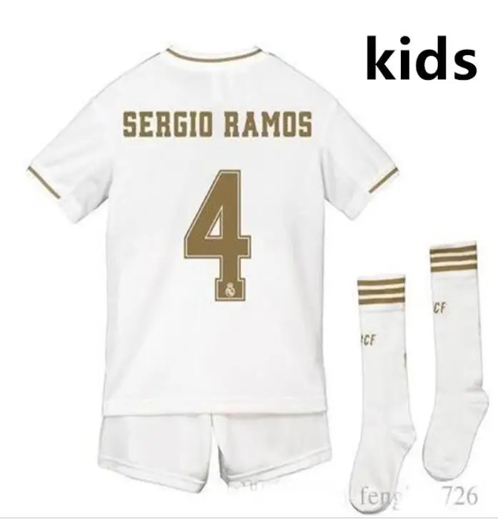 Real Madrides/детская трикотажная одежда,, Real Madrides, Детский комплект+ носки, Футбольная Футболка, домашняя одежда, 3RD Hazard 19 20, Детская футбольная рубашка - Цвет: kids