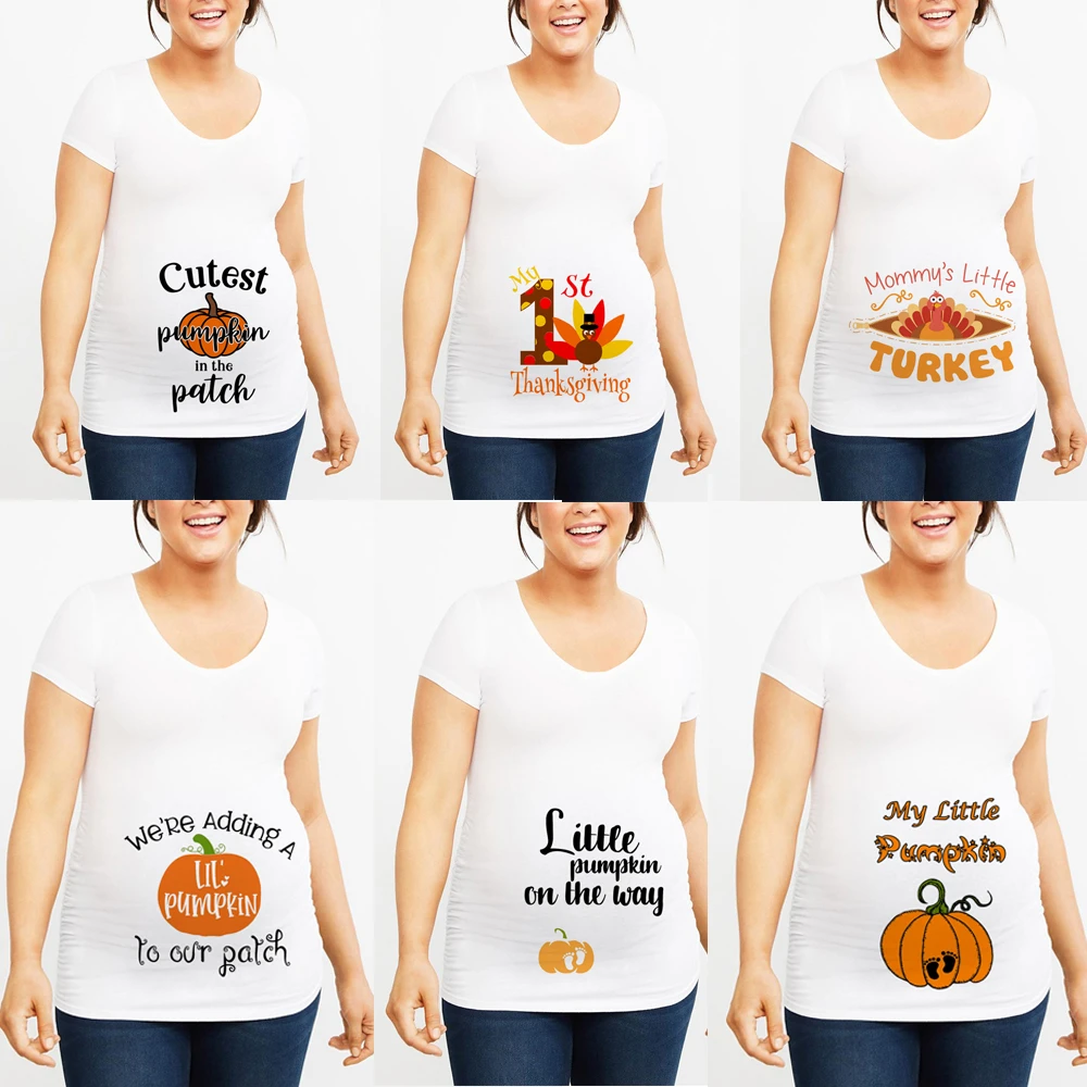 Camiseta de calabaza de para anuncio de embarazo, ropa de Acción de Gracias embarazo, camisetas bonitas, camisetas de embarazo|Camisetas| - AliExpress