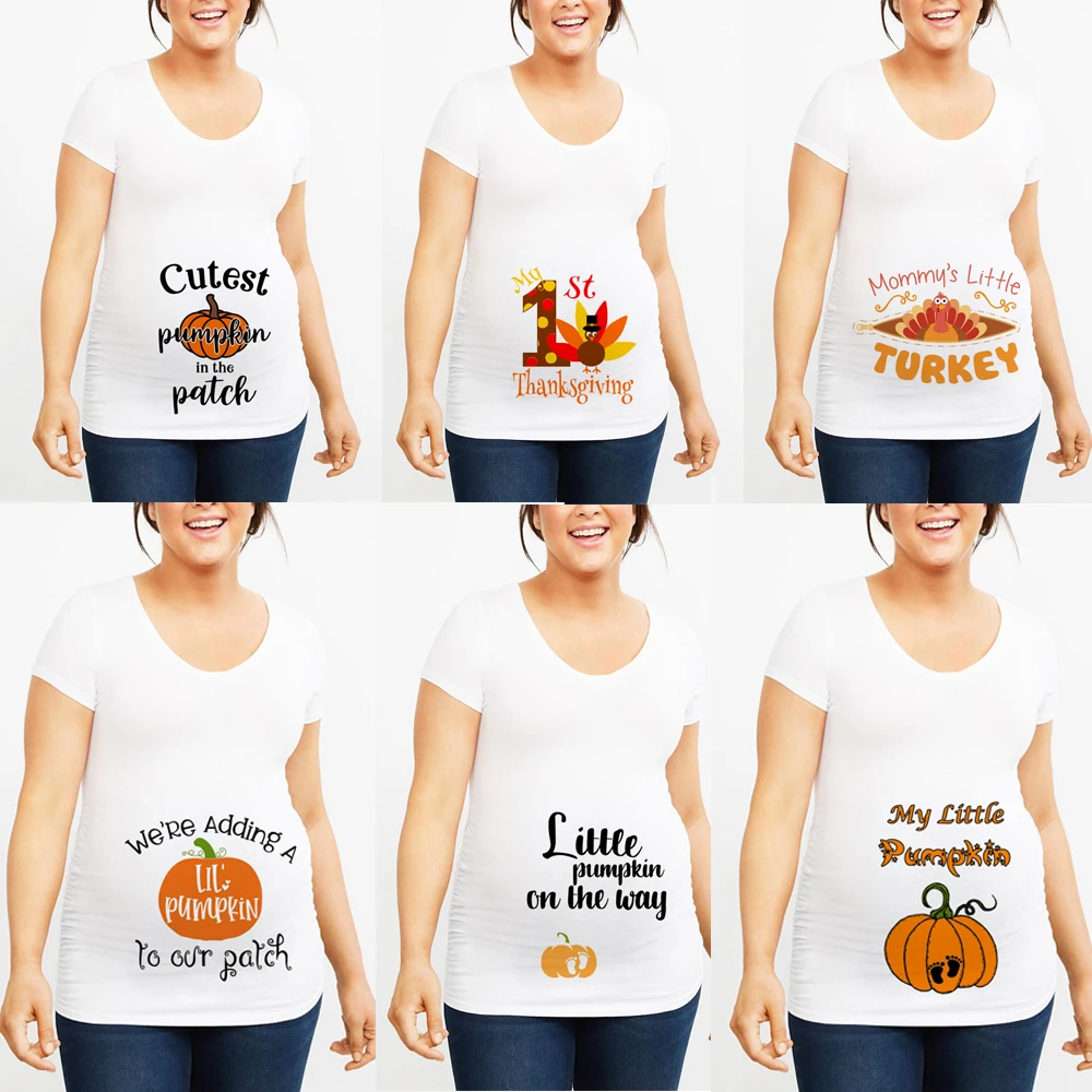 renovere Smelte repulsion Halloween Pumpkin Pregnancy Announcement Shirt Thanksgiving Tshirt Pregnancy  Cute Tee Shirts Pregnancy Reveal Tops Tee|Tees| - AliExpress