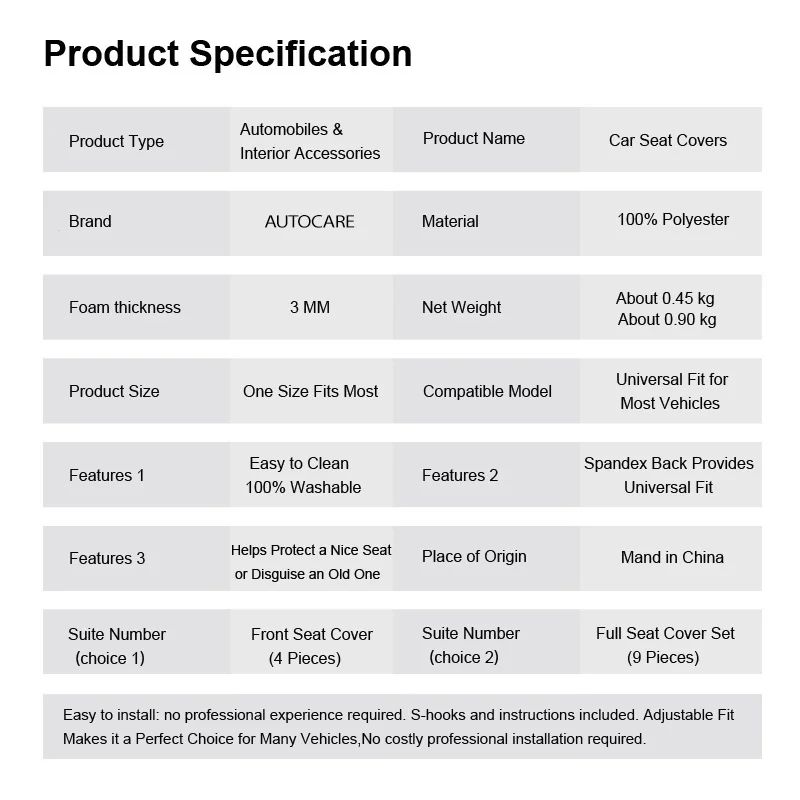 Универсальный чехол для сиденья 9 шт. для полного сиденья и 4 шт. для подушки безопасности переднего сиденья 3 цвета защита сиденья аксессуары для салона автомобиля