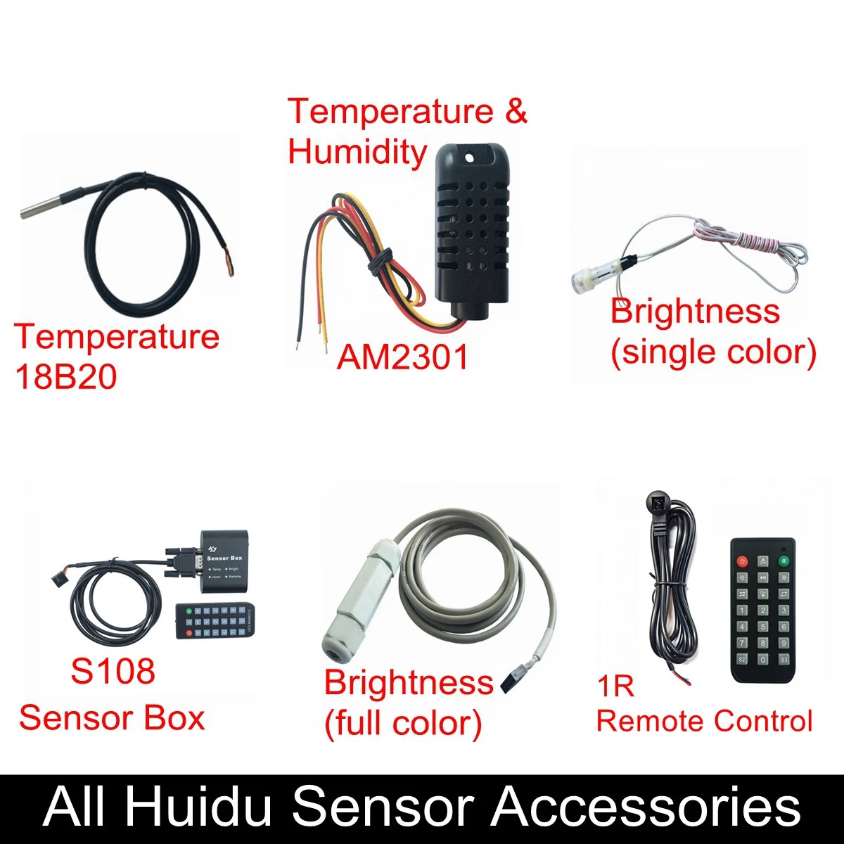 Все датчики Huidu температура 18B20 температура и влажность am2301один RGB яркость S108 коробка 1R пульт дистанционного управления