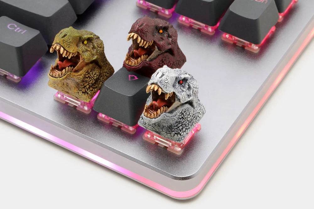 Memeda Artesanato Idade de Dinossauro Resina Artesanal Teclados para mx Haste Teclados Mecânicos Tyrannosaurus Triceratops - Imagem 6