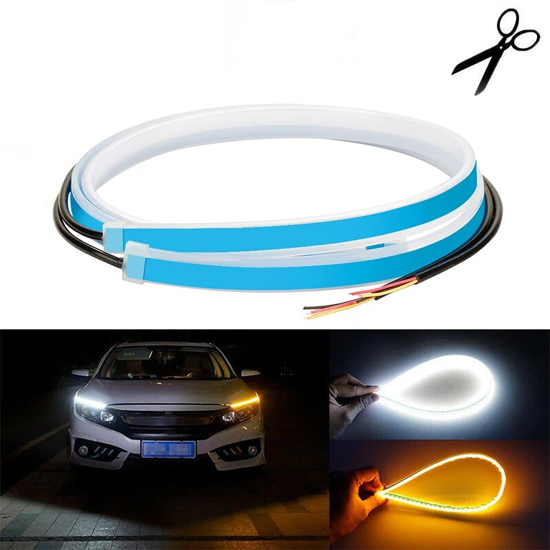 2Pcs Red 60CM Soft Guide Car Motorcycle LED Strip Light Lamp DRL Light 60-red 
