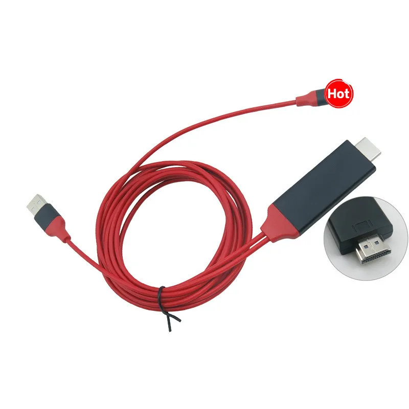 2 м USB HDTV тюнер к HDMI HDTV AV кабель адаптер для iPhone 7, 7plus 6S 6 Plus 5S 5 зарядный кабель-адаптер