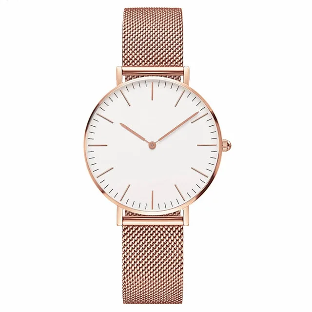 Модные женские часы из розового золота, кварцевые наручные часы из нержавеющей стали, ультратонкие нарядные часы, женские часы Reloj Mujer, часы в подарок - Цвет: Rose gold white