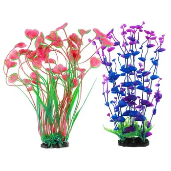 

2pcs Artificial Underwater Plant Fish Tank Decoration Aquarium Ornament Plastic Underwater Water Grass Plant Landscape Decor