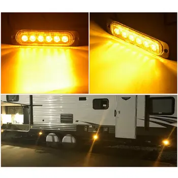 

6x Yellow 6LED Emergency Car Side Marker Light Trailer Warn Flash Strobe Lights Turn Signal Light Brake Light