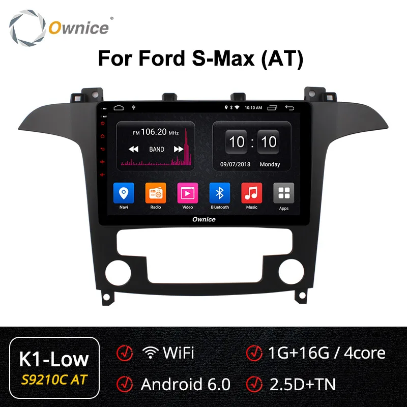 Ownice Android 9,0 Octa 8 ядерный 64G rom автомобильный DVD gps Navi Радио Стерео K3 K5 K6 для S-Max 2007 2008 4G LET DSP Car play DAB+ DVR - Цвет: S9210-2 K1-Low