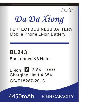 Da Xiong 4450 мАч BL243 батарея для lenovo K3 Note K50-T5 A7000 A5500 A5600 A7600