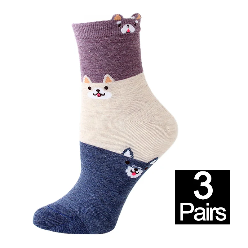 Женские хлопковые милые носки в стиле Харадзюку; цветные забавные носки с героями мультфильмов; женские модные уличные носки; сезон зима-осень; 3 пар/лот;# F - Цвет: Z 3pairs