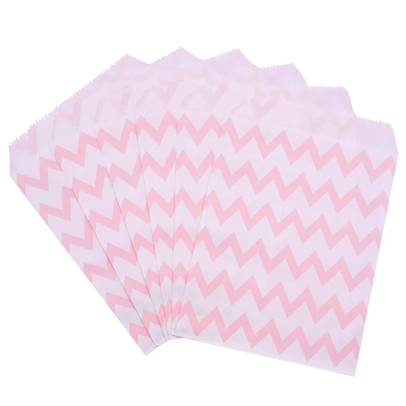 pink wavy 25 шт., 18x13 см, крафт-бумага для печенья, конфет, сумки для подарков, упаковка, мешочек для украшения дня рождения, десерта, конфет, бара, мешок для закусок, печенья - Цвет: pink wavy