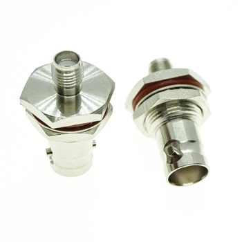 

BNC To SMA Connector Socket Q9 BNC Female to SMA Female Plug O-ring Bulkhead Panel Mount Nut Nickel Plated Brass RF Coaxial