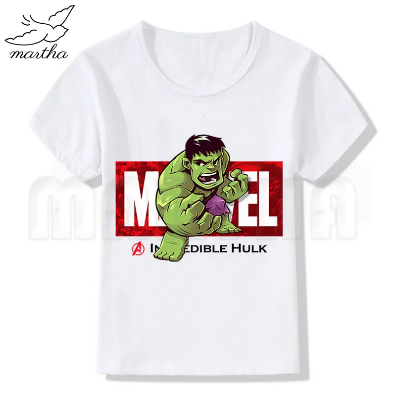 Дети Marvel Мстители Железный человек/Капитан Америка/Человек-паук/Халк забавные белые футболки дети мультфильм Топы Детская футболка одежда для малышей