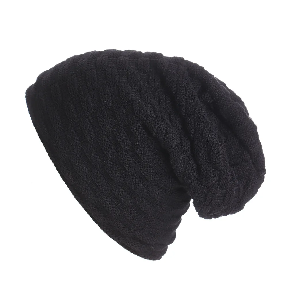Осень и зима унисекс плюс бархатная Толстая вязаная шапка Skullies Beanies Мужская и женская уличная теплая полосатая Кепка в клетку Z178