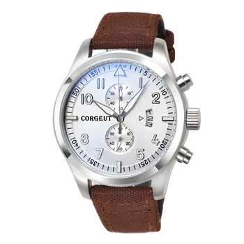 

46mm Corgeut Men Watch PVD 316L Stainless Steel Case Stil Voller Chronograph A8