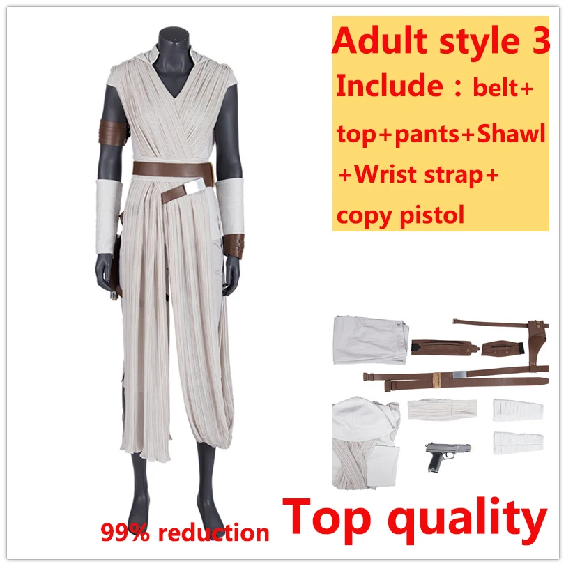 Костюм для косплея из фильма «Звездные войны», Rey Custome The rise of skywalker, косплей из фильма «Звездные войны», женские вечерние костюмы для выступлений - Цвет: Adult Rey 3