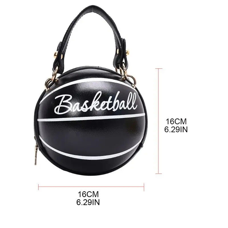 Women Girl Basketball Round PU Leather Handbag Chain Shoulder Messenger Crossbody Bag Satchel Tote Purse crossbody bag women shoulder bag women tote bag