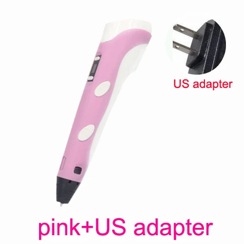 pink-US adapter Регулируемая печать детей развивающие игрушки DIY светодиодный экран ABS креативный подарок Живопись Дизайн 0,7 мм диаметр наконечника 3D Ручка - Цвет: pink-US adapter