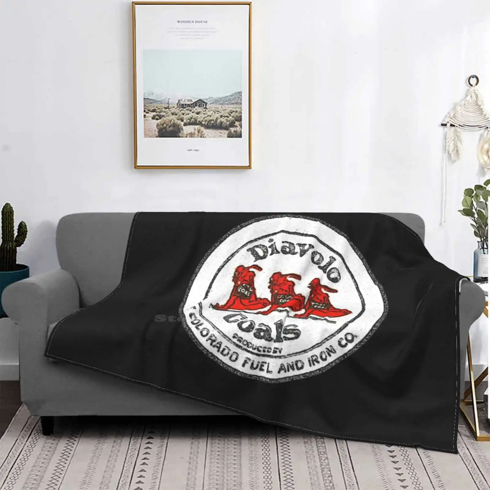E I Quadranti Diavolo Shaggy Throw Soft Blanket Sofa / Bed / Travel Love Gifts Cfi Diavolo Devil Coal Colorado Fuel And Iron
