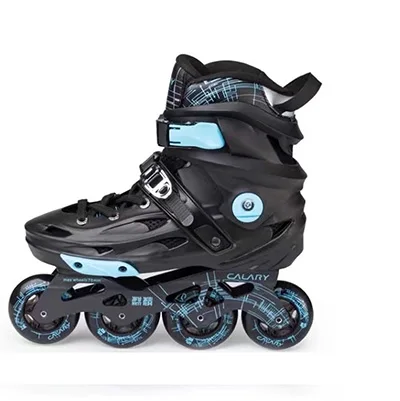 Black with blue Весна Inline Профессиональный Взрослый слалом Единорог кататься на коньках обувь Регулируемая моющаяся щетка уличная PU колеса Adulto - Цвет: Black with blue