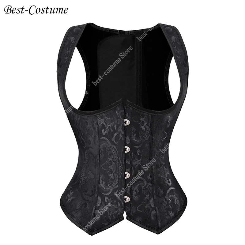 Gothic Corset Womens Faux Leather Steampunk Corsets Bustier Top plus size Boned Waist Cincher Vest Corset Floral