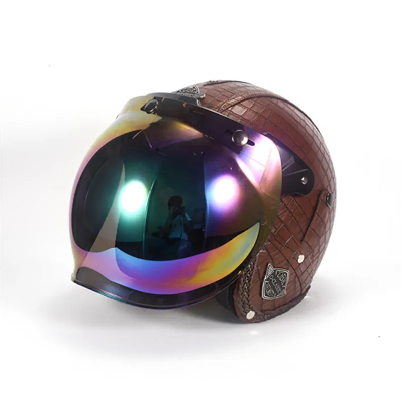 Helmet checking retro motorcycle Helmet men and women Helmet HL pedal leather Helmet men and women with color mercifully mirror