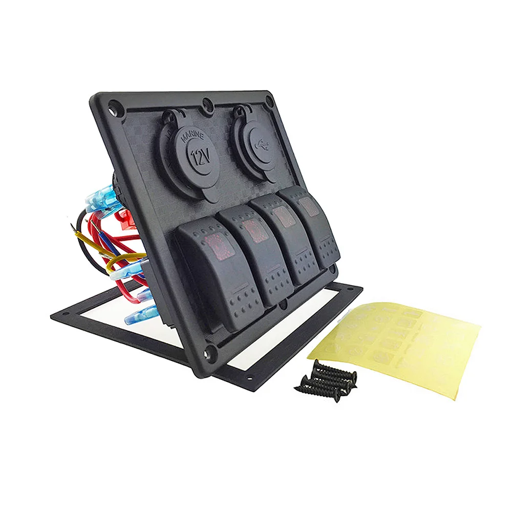 IZTOSS 12 V-24 V DC 4 Gang красный светодиод Переключатель Панель с Мощность резьбой раструбного соединения для USB для морской лодки для автомобиля, водонепронициаемый