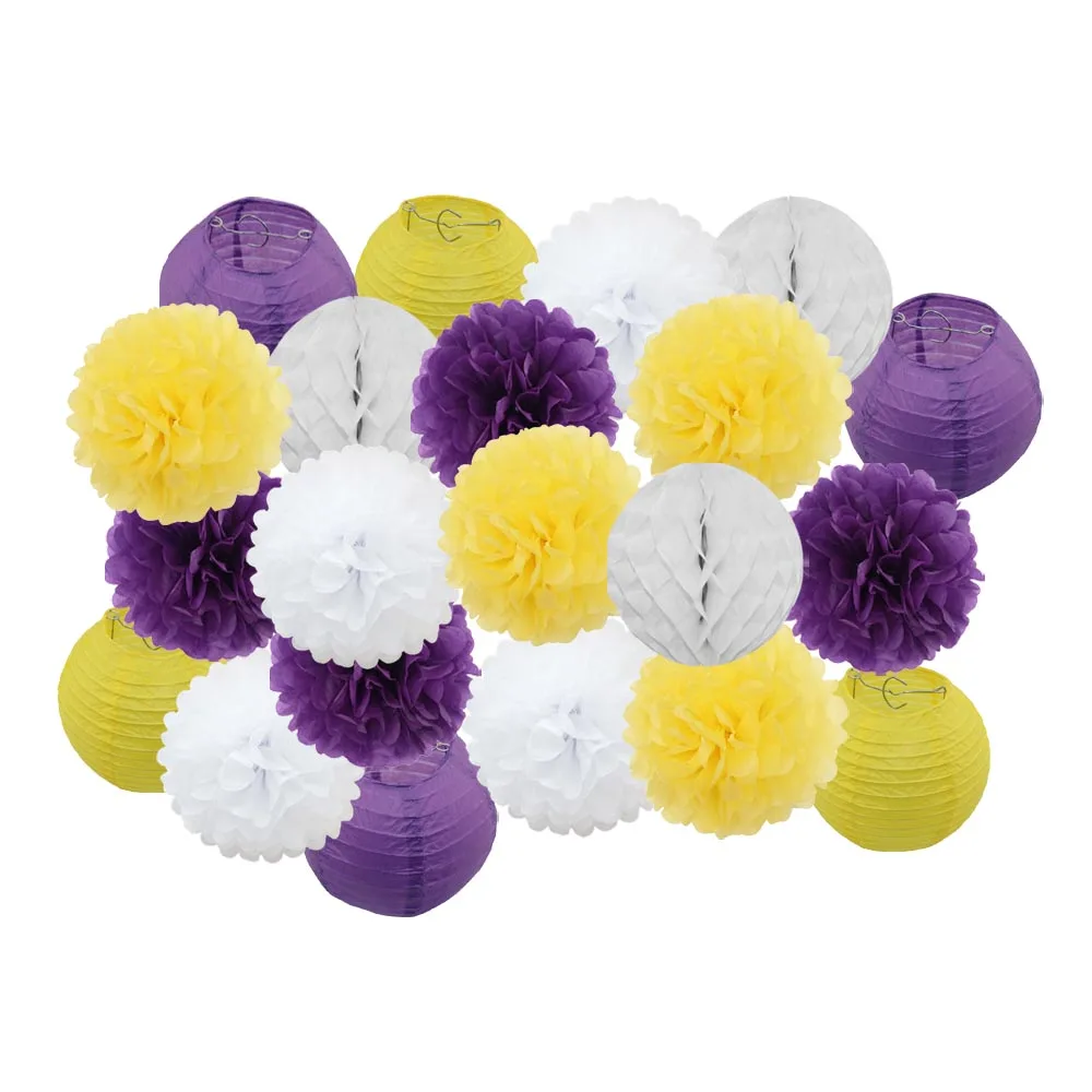 Purple Yellow Set Новинка 21 шт./компл. зеленый комплект клевера-символа Дня Святого Патрика джемпер Для летних вечеринок украшение круглый Бумага Фонари Свадебный розовый висит Изделия из бумаги - Цвет: Purple Yellow Set