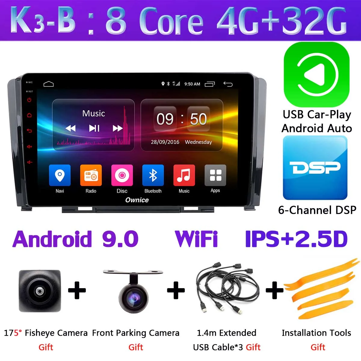 Ownice K1 K3 K5 K6 автомобильный dvd-плеер для Great Wall Hover Haval H6 2009- Автомобильный gps Радио DSP CarPlay стерео 360 ° панорамный - Цвет: K3-B-CarPlay