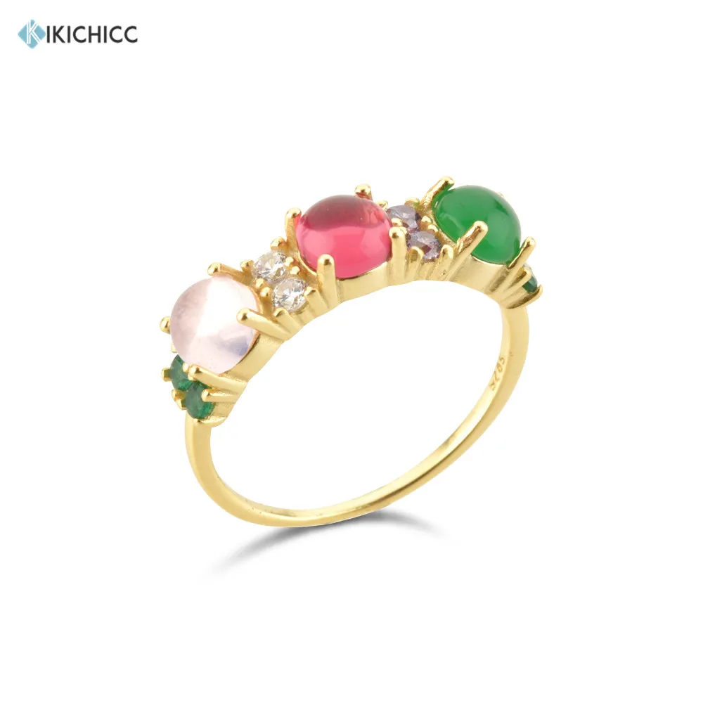 Kikichicc 100% Argento Sterling 925 Oro Lofoten Isola Zircone Cz Verde Arcobaleno Anelli 2021 Donne Gioielli Di Lusso Grandi Gioielli