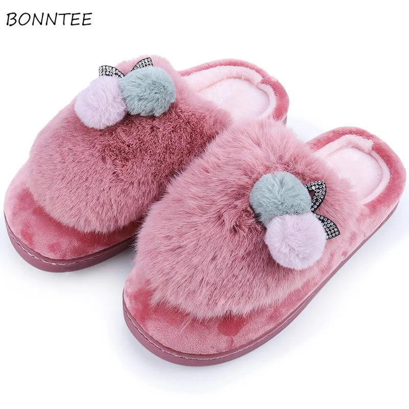 Зимние женские тапки теплые модные из искусственного кроличьего меха