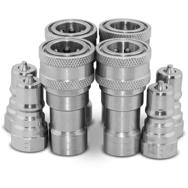 

4 Sets of 1/2" NPT ISO 7241-B Quick Disconnect Hydraulic Couplings / Couplers