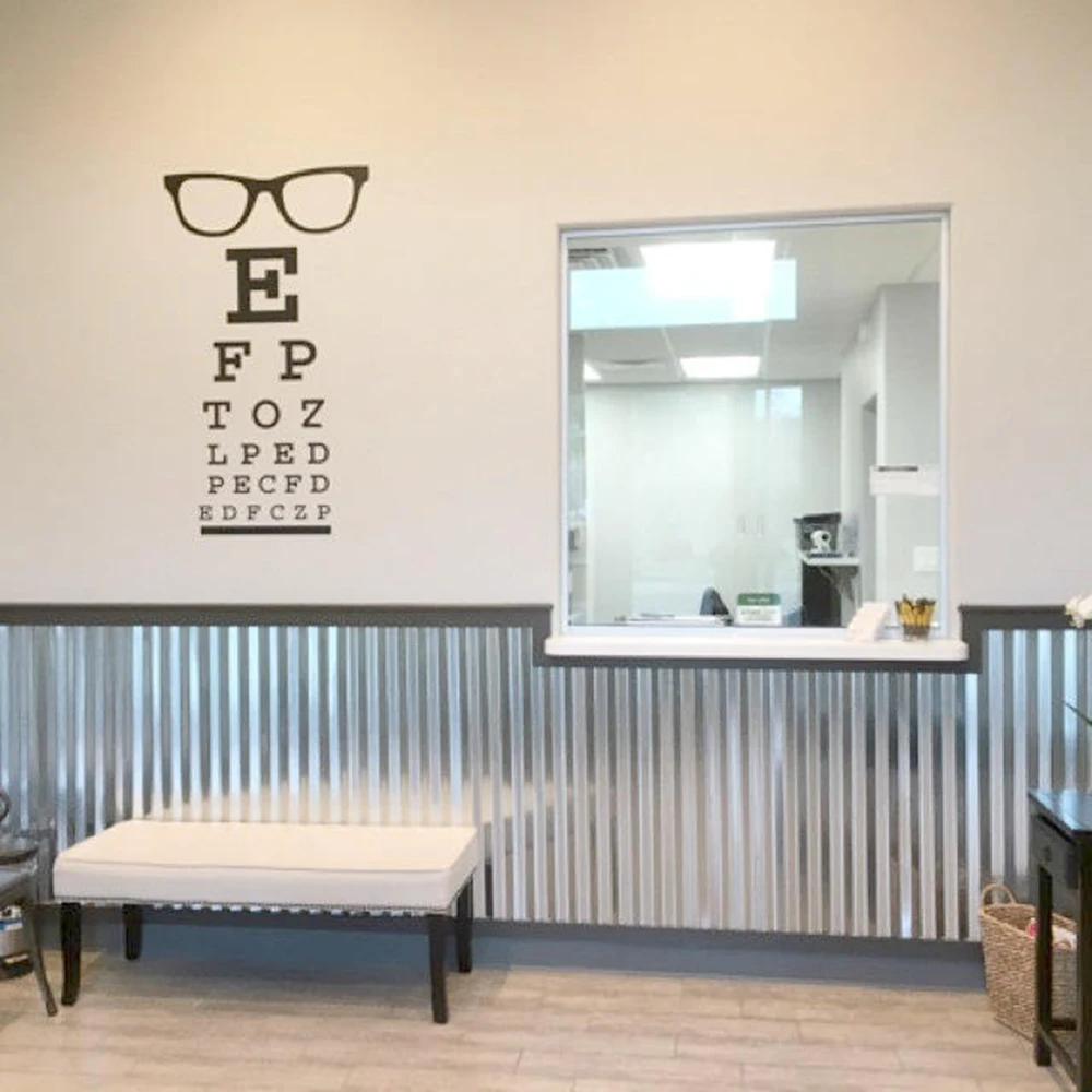 Modern Glasses Eye Chart Optical Window Wall Sticker Eye Doctor Optometry Vinyl